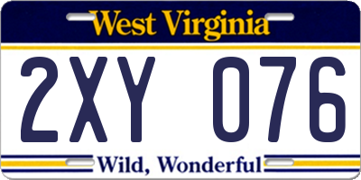 WV license plate 2XY076