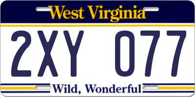 WV license plate 2XY077