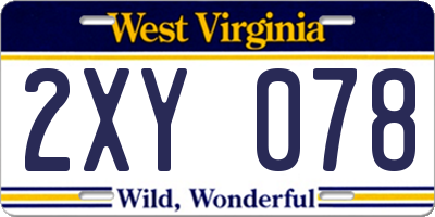 WV license plate 2XY078