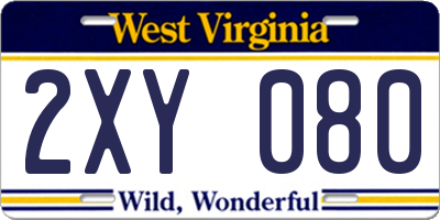 WV license plate 2XY080