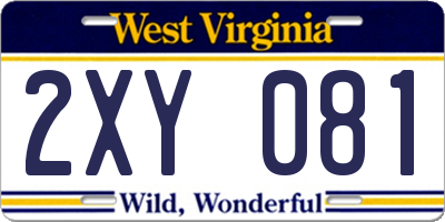 WV license plate 2XY081