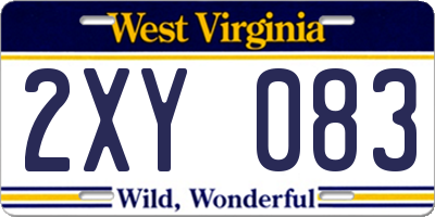 WV license plate 2XY083