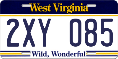 WV license plate 2XY085