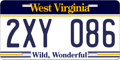 WV license plate 2XY086