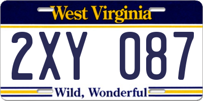 WV license plate 2XY087