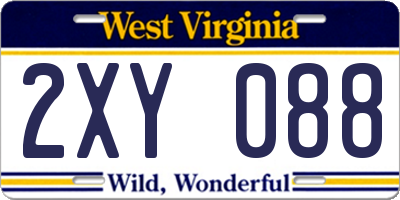 WV license plate 2XY088