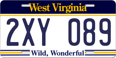WV license plate 2XY089