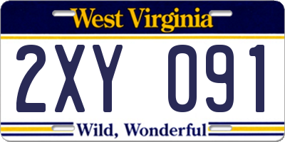WV license plate 2XY091