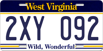 WV license plate 2XY092