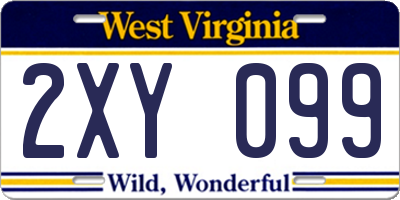WV license plate 2XY099