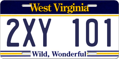 WV license plate 2XY101