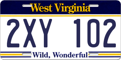 WV license plate 2XY102