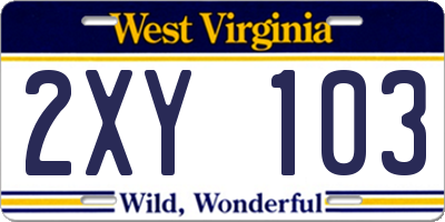 WV license plate 2XY103