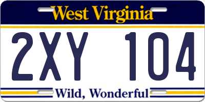 WV license plate 2XY104