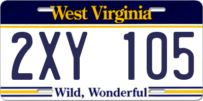WV license plate 2XY105