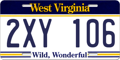 WV license plate 2XY106