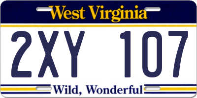 WV license plate 2XY107