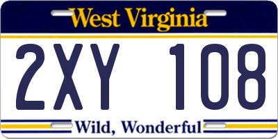 WV license plate 2XY108
