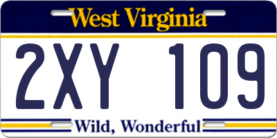 WV license plate 2XY109