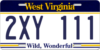 WV license plate 2XY111