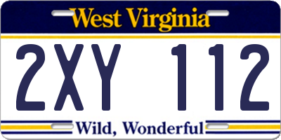 WV license plate 2XY112