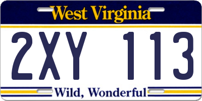 WV license plate 2XY113