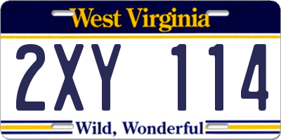 WV license plate 2XY114
