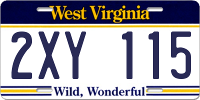 WV license plate 2XY115
