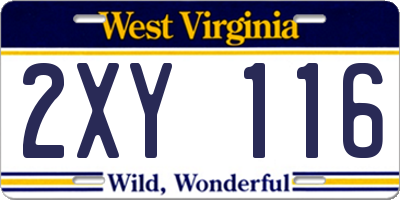 WV license plate 2XY116