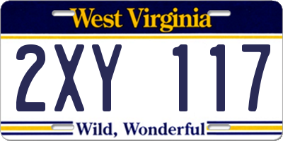 WV license plate 2XY117