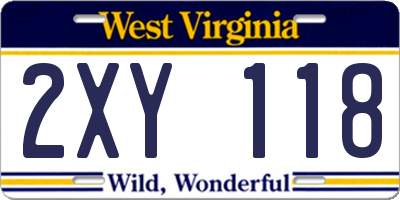 WV license plate 2XY118