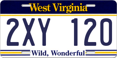 WV license plate 2XY120