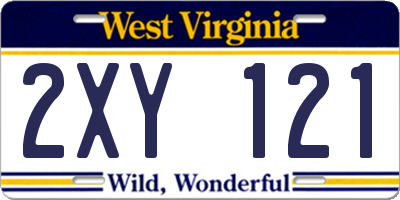 WV license plate 2XY121