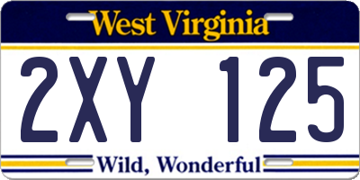 WV license plate 2XY125