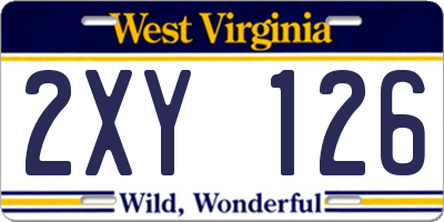 WV license plate 2XY126