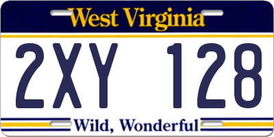 WV license plate 2XY128
