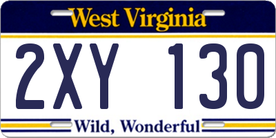 WV license plate 2XY130