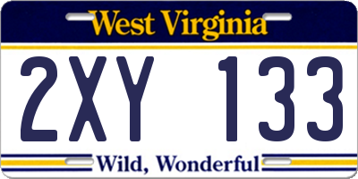 WV license plate 2XY133