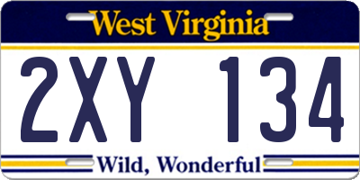 WV license plate 2XY134