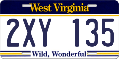 WV license plate 2XY135
