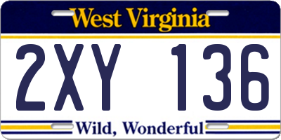 WV license plate 2XY136