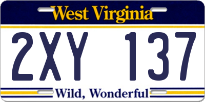 WV license plate 2XY137