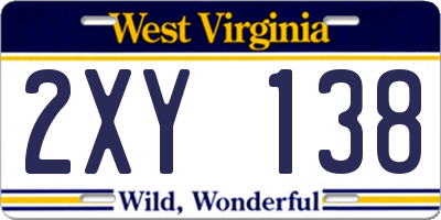 WV license plate 2XY138