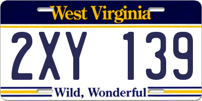 WV license plate 2XY139