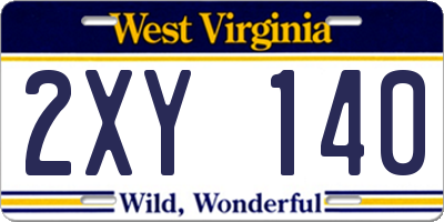 WV license plate 2XY140