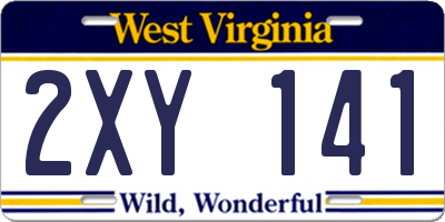 WV license plate 2XY141