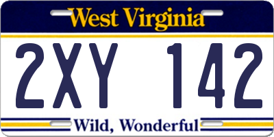 WV license plate 2XY142