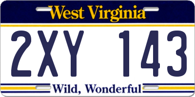 WV license plate 2XY143