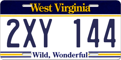 WV license plate 2XY144