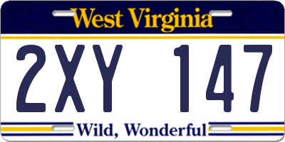 WV license plate 2XY147